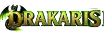 Drakaris – Online Casino Logo mit schwarzem Drachen und goldenen Flammen